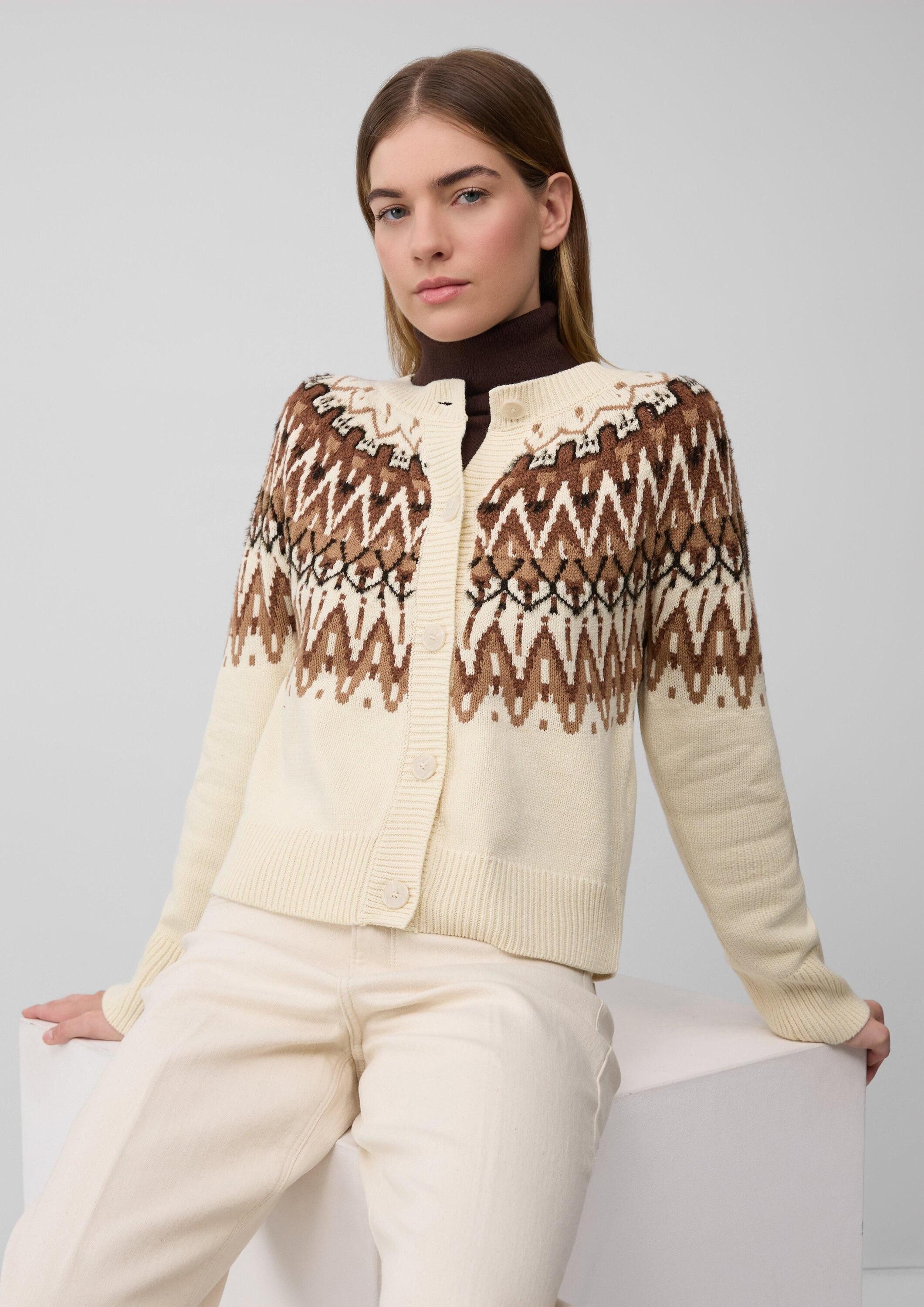 s.Oliver Cardigan Strickjacke Jacquard-Strickjacke im Relaxed Fit