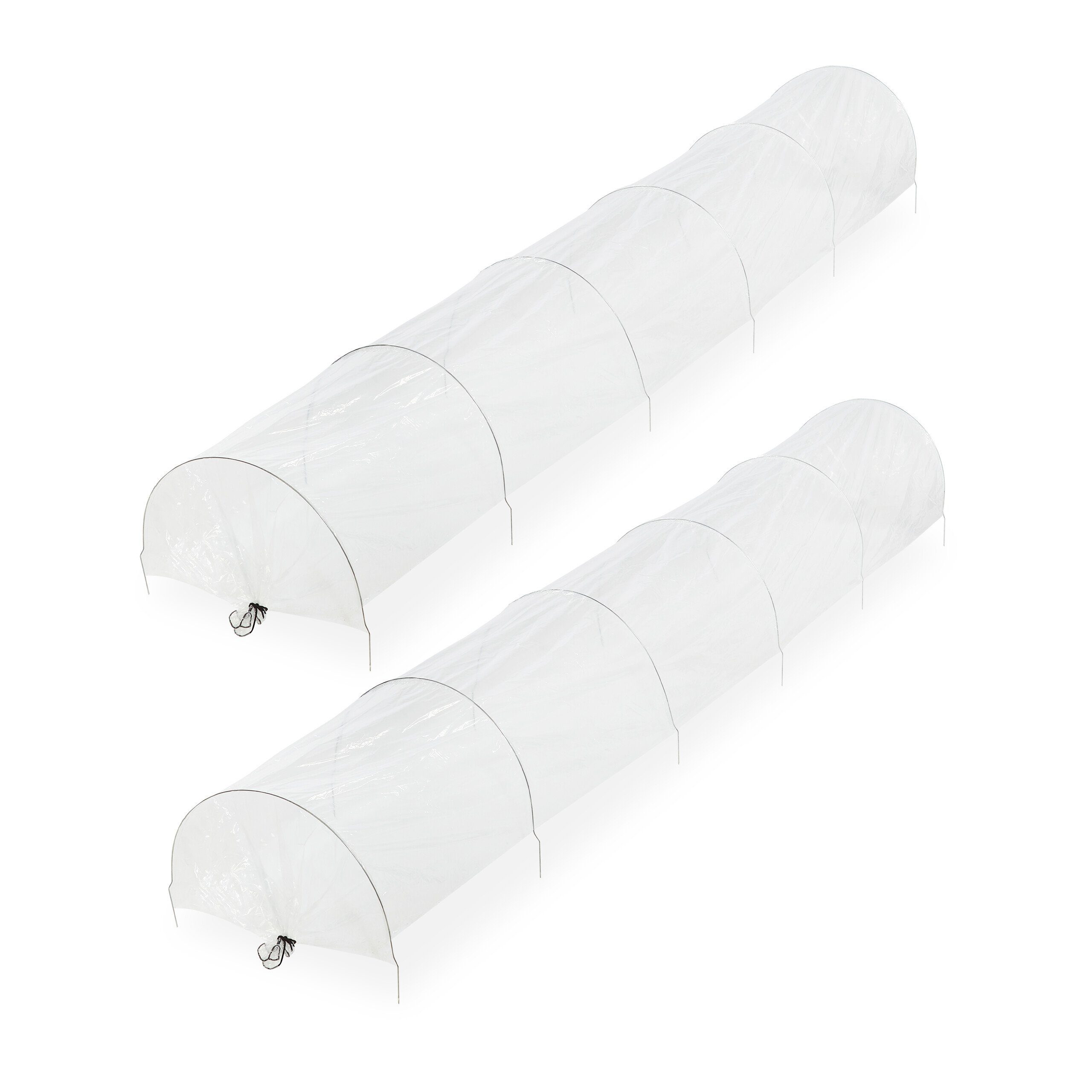 relaxdays Pflanztunnel Folientunnel PVC 2er Set 3,7 m