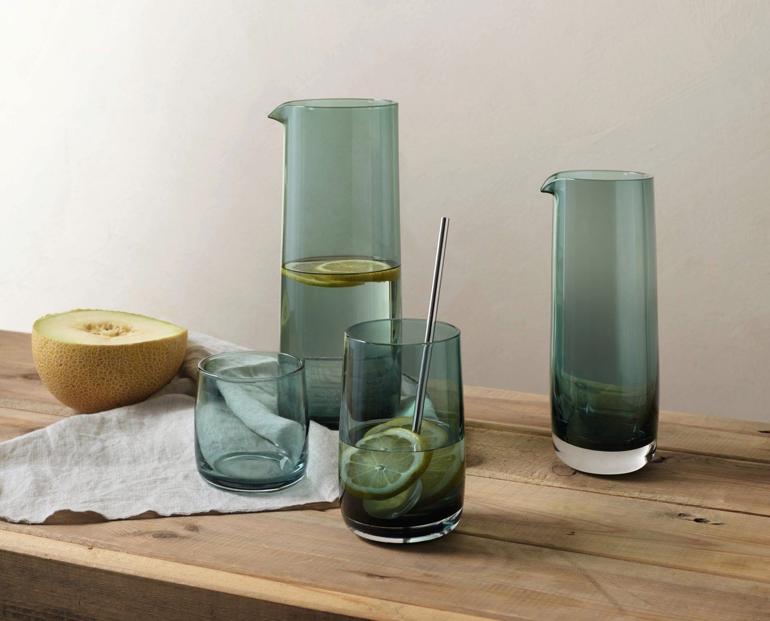 ASA SELECTION Longdrinkglas SARABI, Grün, Ø 8 cm, 400 ml, Glas, mundgeblasen