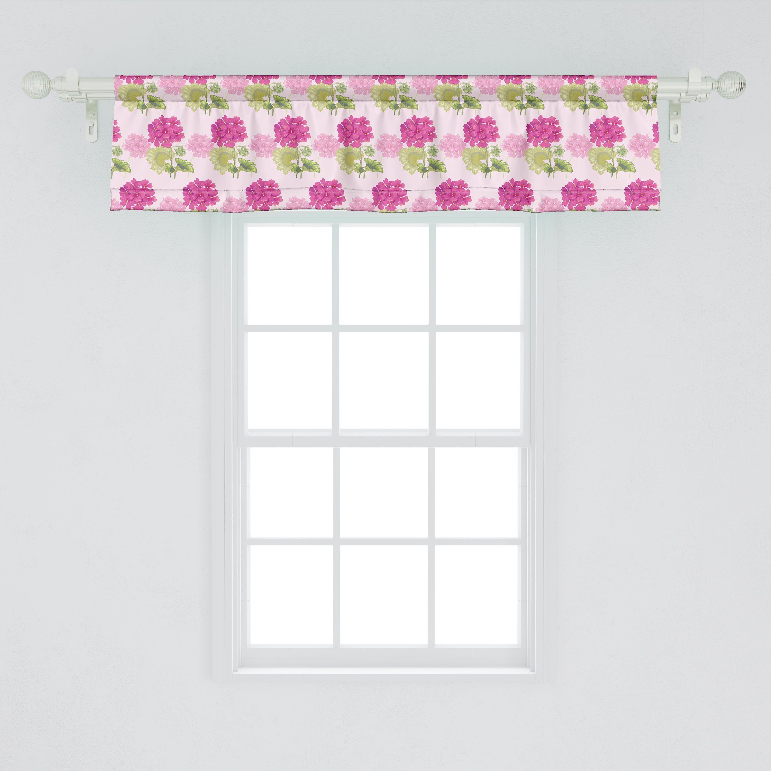 Scheibengardine Vorhang Volant für Microfaser, Stangentasche, Dekor Küche mit Schlafzimmer Abakuhaus, Frühlings-Natur-Kunst-Blumen Pelargonien