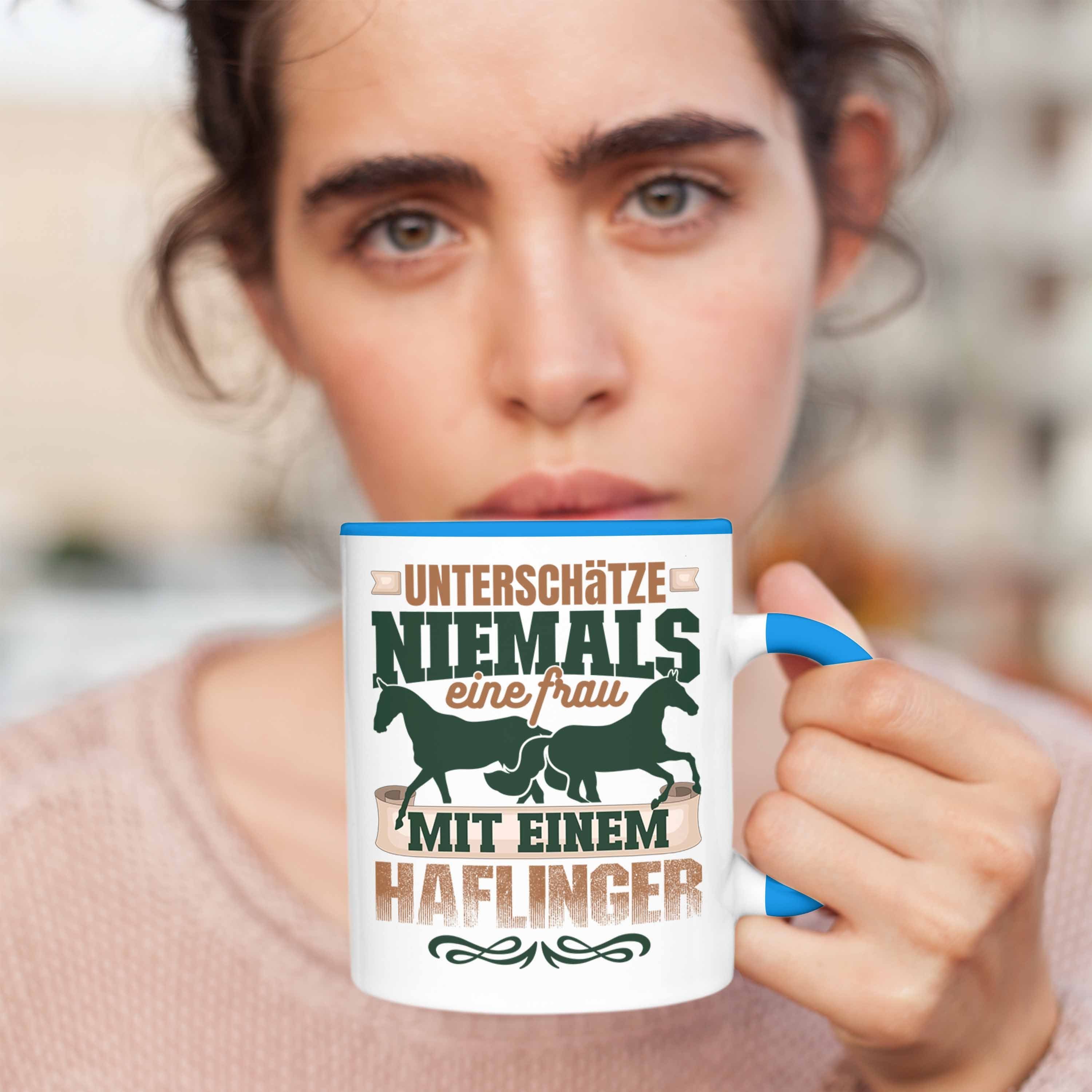 Geschenkidee Reiterin Haflinger Pferde Blau Trendation Tasse Tasse Geschenk