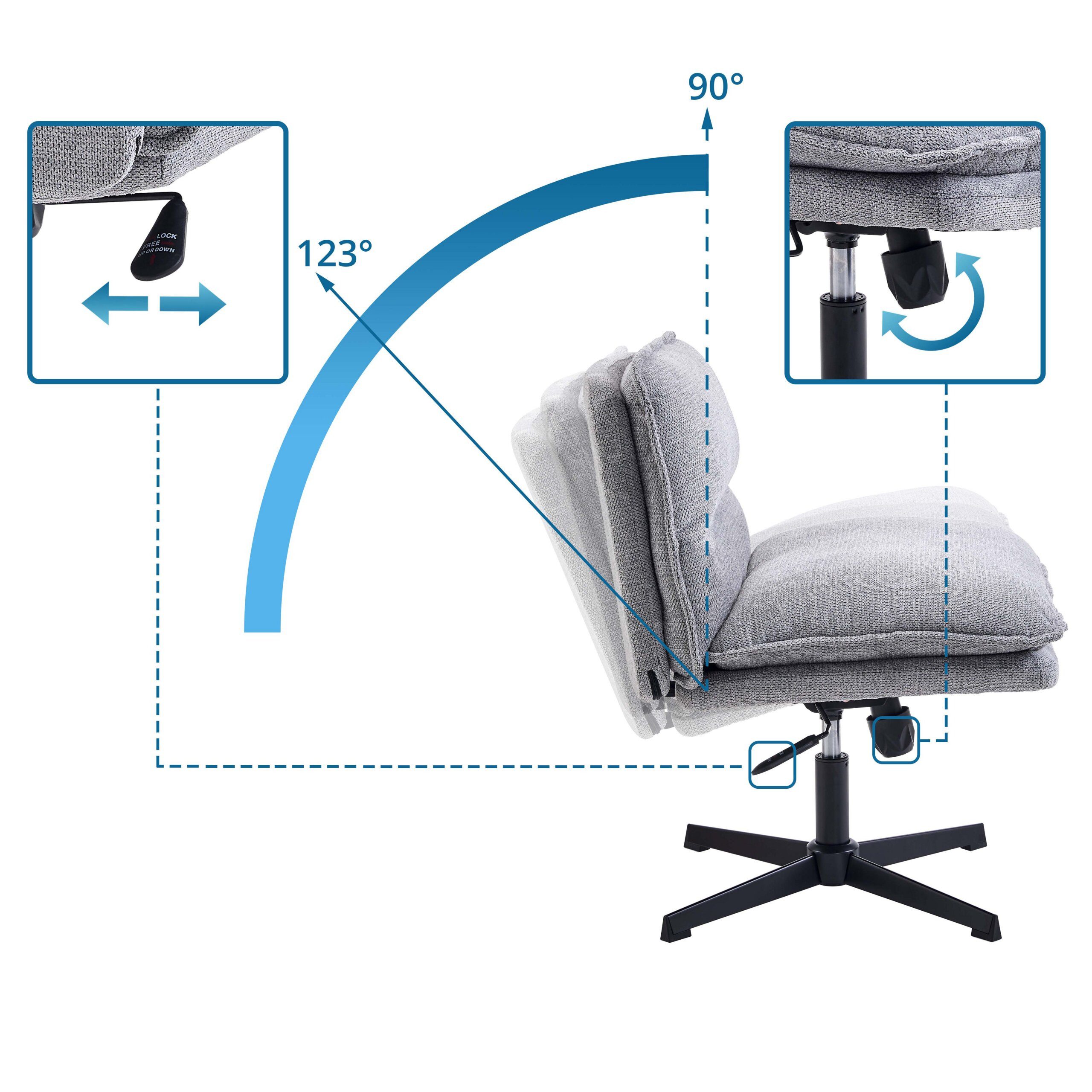 hjh LIVING Loungesessel Criss-Cross 20 Polstersessel Stoff ohne Armlehnen, Bürostuhl, Schneidersitz Stuhl drehbar für Wohnzimmer Home-Office