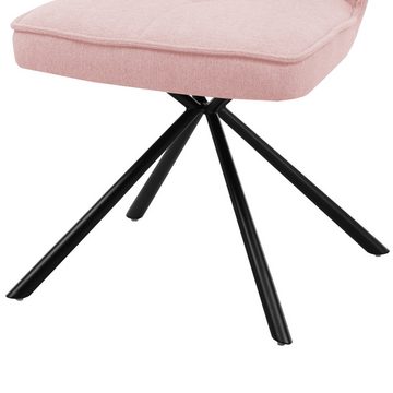 Lomadox Polsterstuhl AMSTERDAM-119, Esszimmerstuhl Stuhl Esszimmer rosa Gestell drehbar schwarz 48x89x60cm