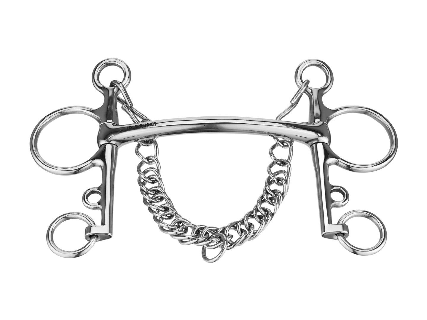 SPRENGER Stangengebiss Pelham 12 mm gebogene Stange, langer Unterzug - Edelstahl rostfrei