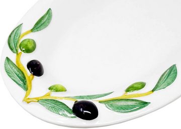 Lashuma Servierplatte Olive, Keramik, (1-tlg., 32 x 19 cm), Ovaler Salatteller zum Servieren