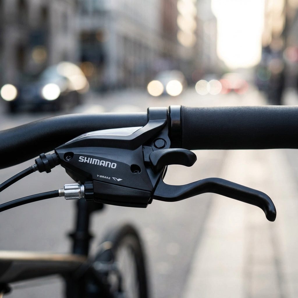 Shimano Felgenbremse SHIMANO Schalt Bremshebel ST-EF500 3-fach links Schwarz 2 Finger - für