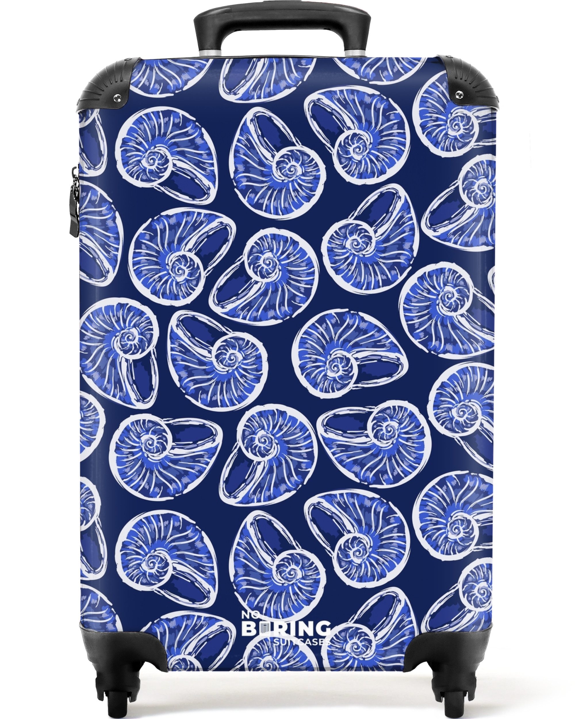 NoBoringSuitcases.com© Hartschalen-Trolley Blaues Muschelmuster 55x35x20cm, Kinder Koffer Klein, Trolley Handgepäck, Reisekoffer