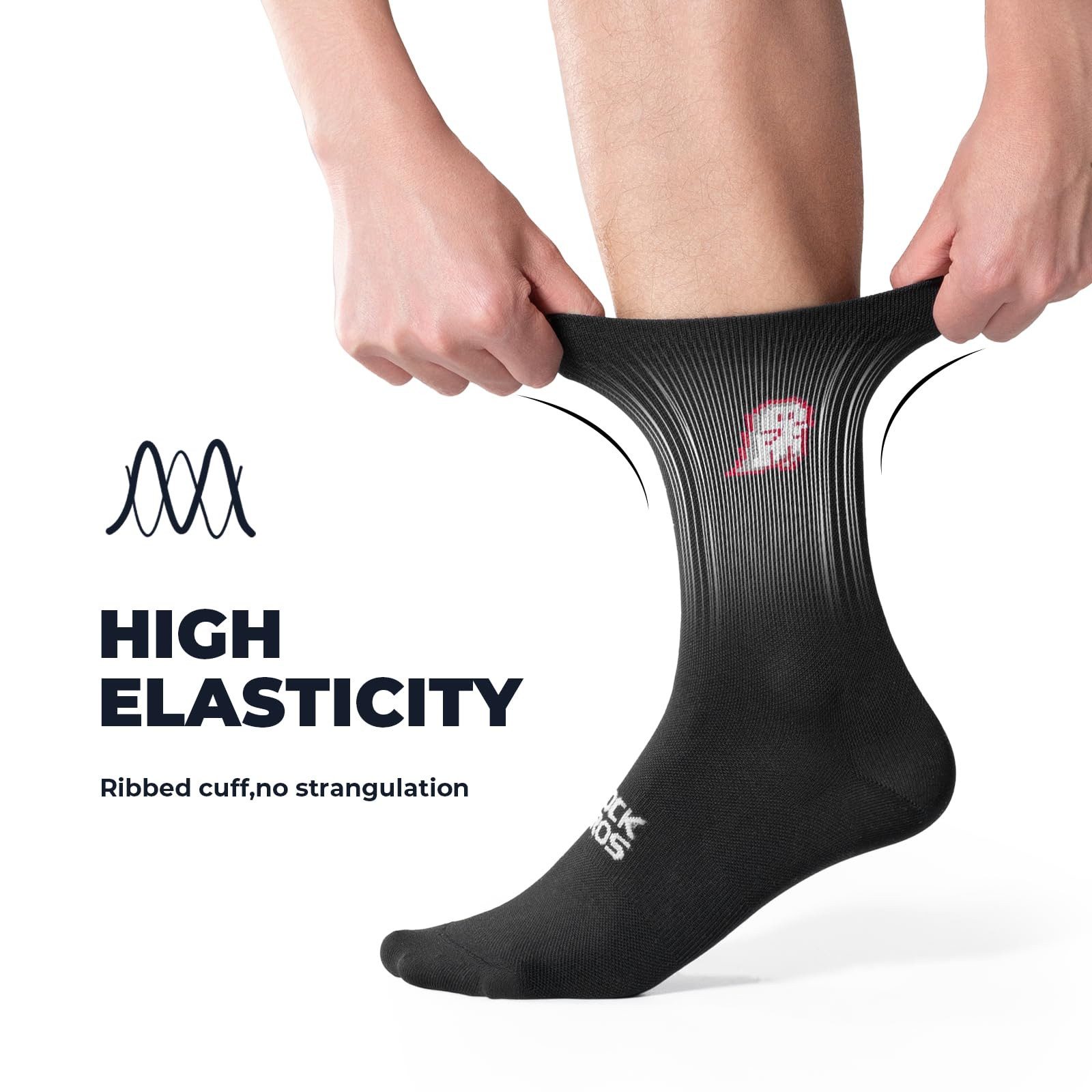 ROCKBROS Sportsocken Rennrad Socken Herren Damen (Fahrrad Socken für Radfahren, Laufen, Fitness, Training) mit Verstärkter Ferse & Rutschfestem Schaft