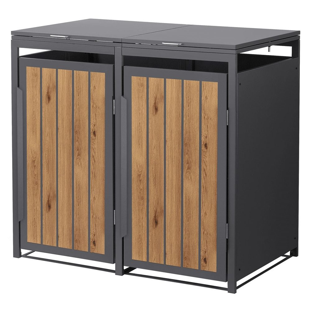 ML-DESIGN Mülltonnenbox Müllbox aus Stahl wetterfeste Mülltonnen Verkleidung Mülltonnengarage, Mülltonnencontainer mit Klappdeckel/Tür für 2 Tonne 120 oder 240 Liter