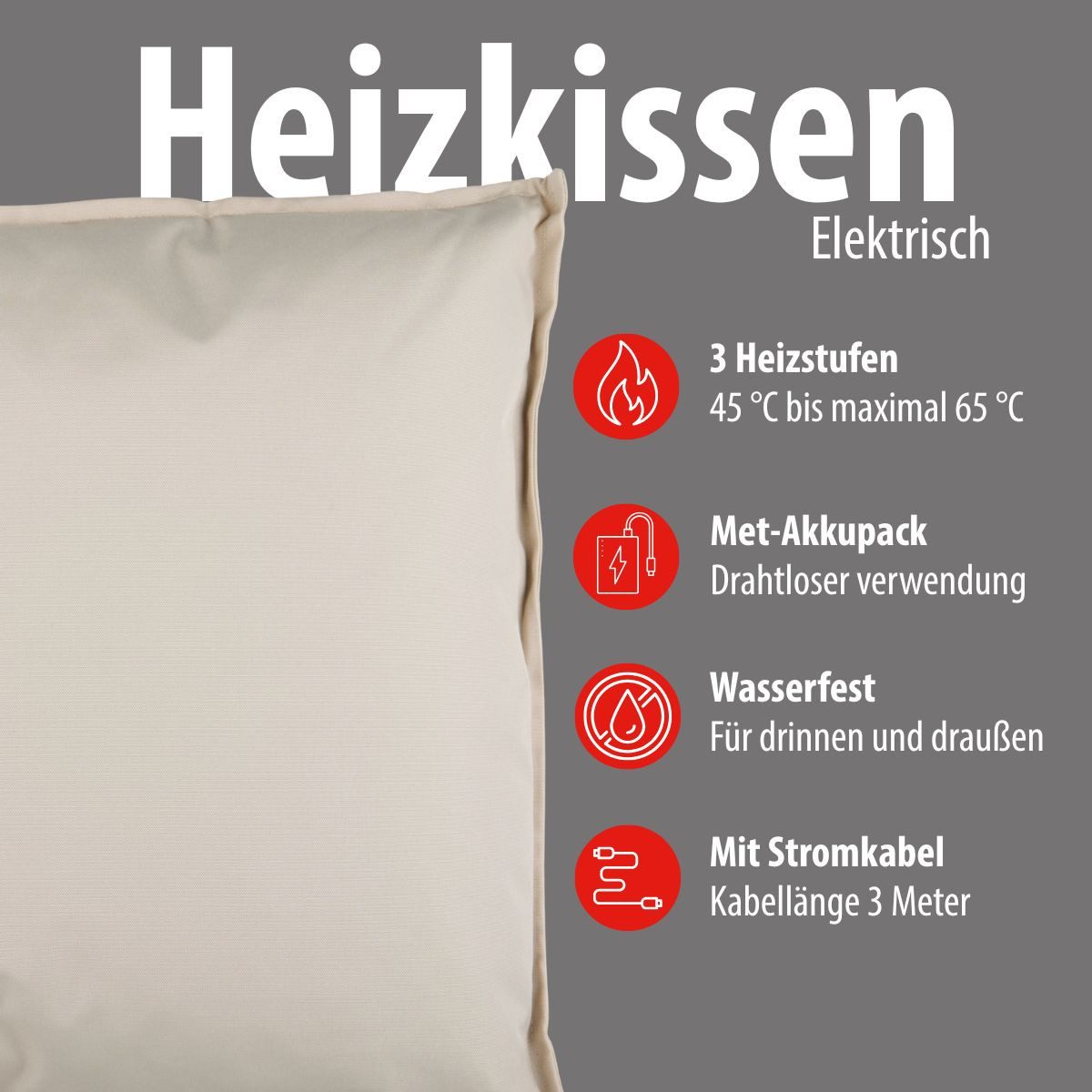 Alpina Heizdecke alpina Heizkissen 40x40 cm - Beige