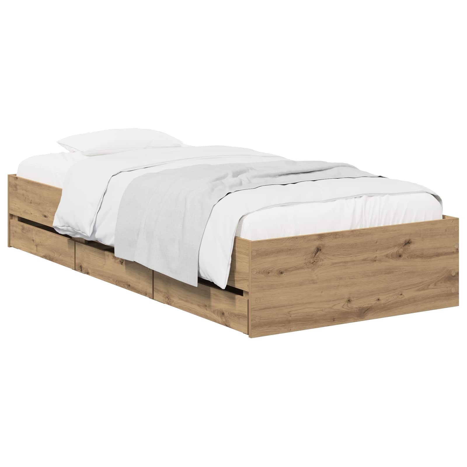vidaXL Bett Bettgestell mit Stauraum Artisan-Eiche 90 x 200 cm (1-tlg)