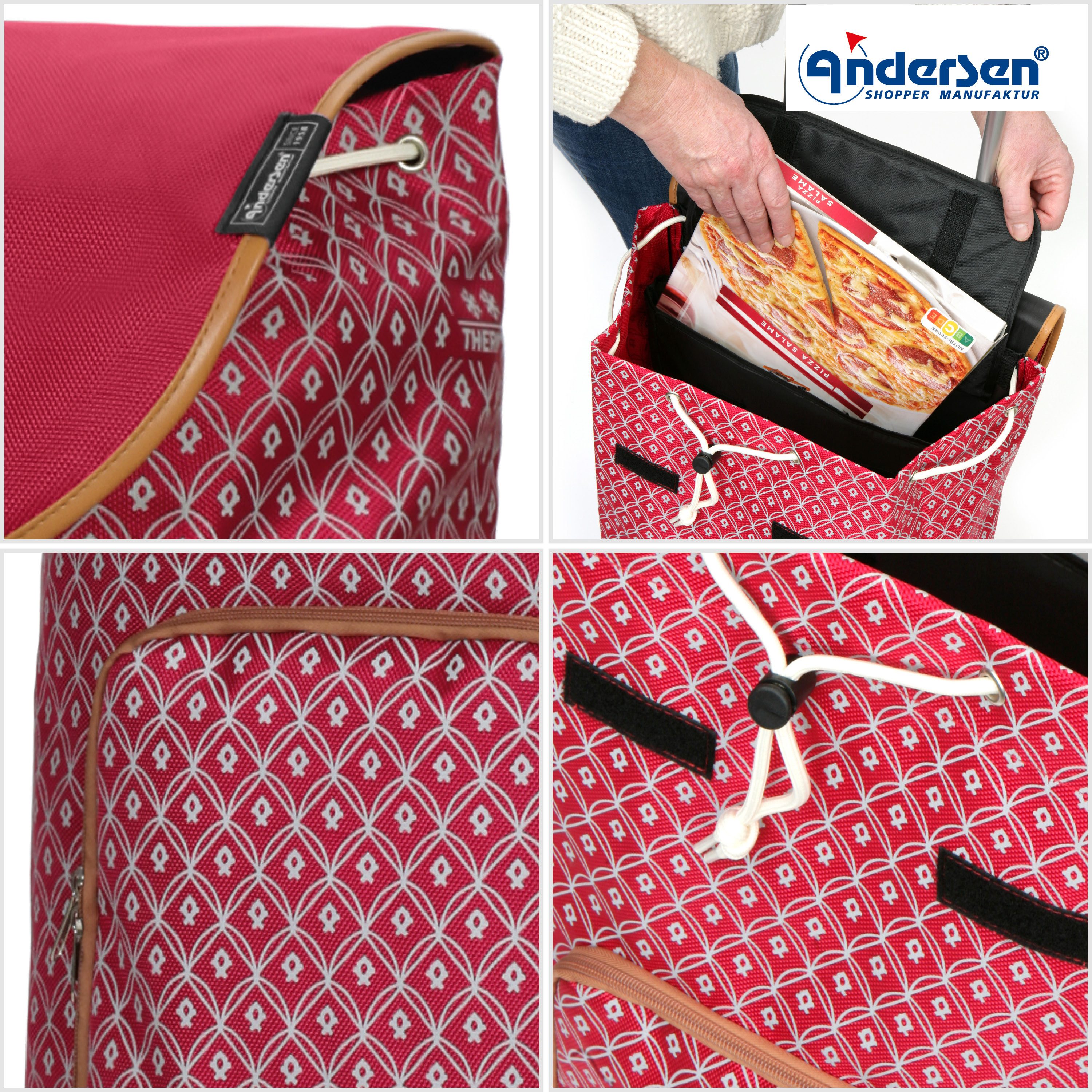 Andersen Einkaufstrolley Treppensteiger Scala Shopper Famke rot, Thermofach 16 Liter, belastbar bis 40kg, wasserabweisend – Bild 5 von 5