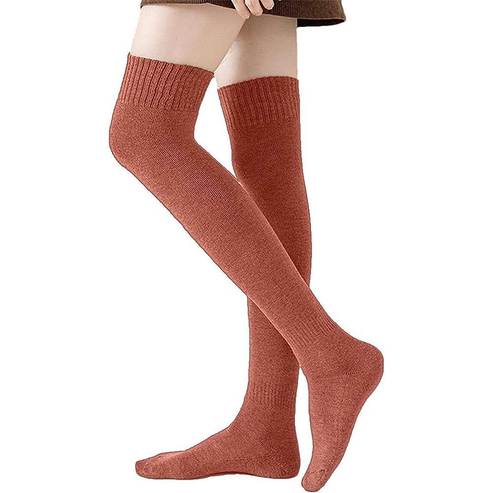 SOTOR Kniestrümpfe Oberschenkelstrümpfe Warme Überknie Kniestrümpfe Frauen  Lange Socken