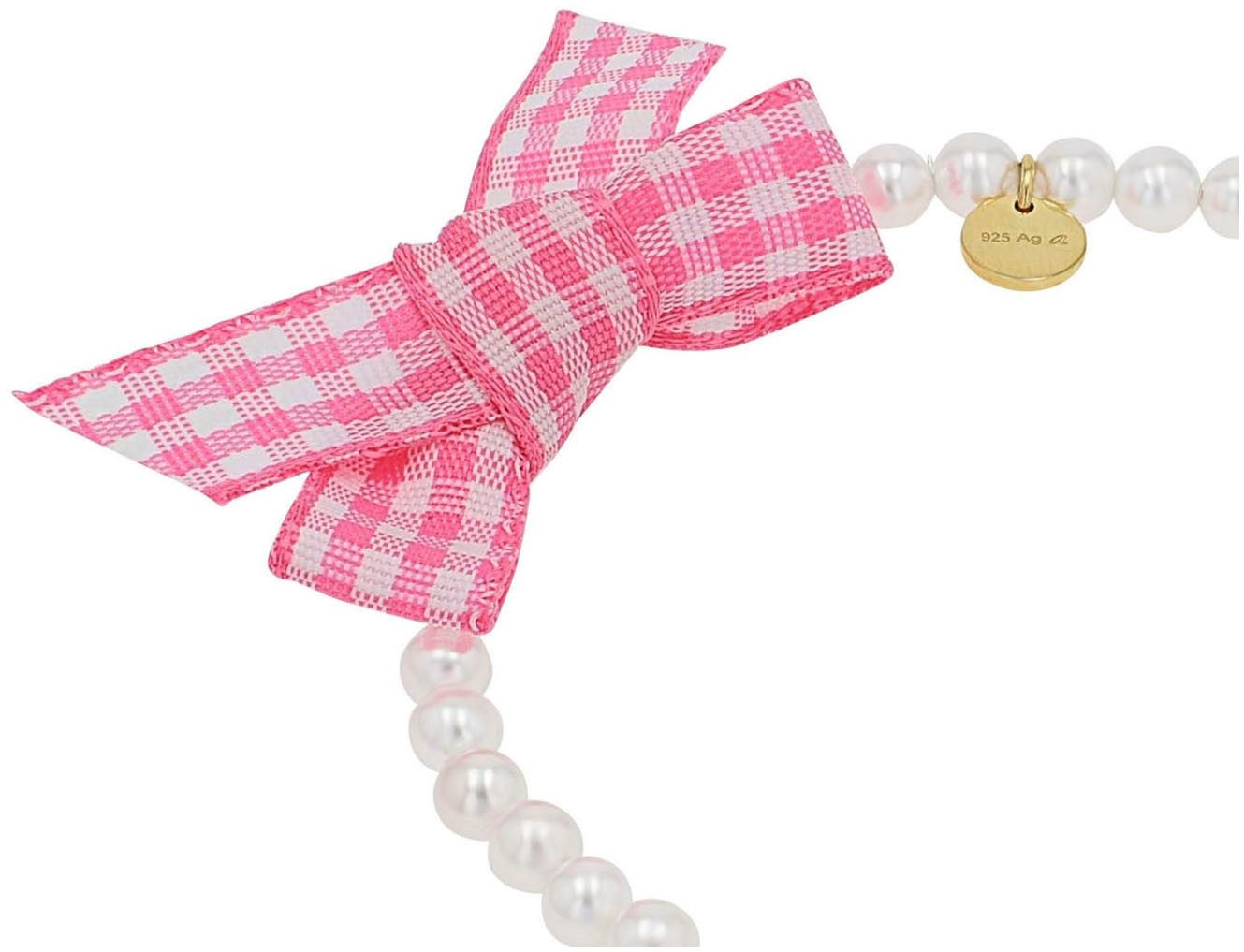 Amor Armband Herz/Schleife, Trachtenschmuck, Volksfest, mit Kristallglas - mit Muschelkernperle