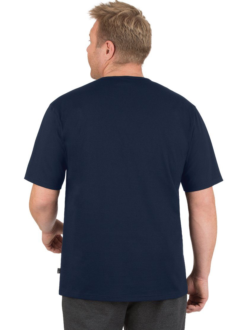Trigema T-Shirt T-Shirt Baumwolle navy mit Knopfleiste TRIGEMA DELUXE