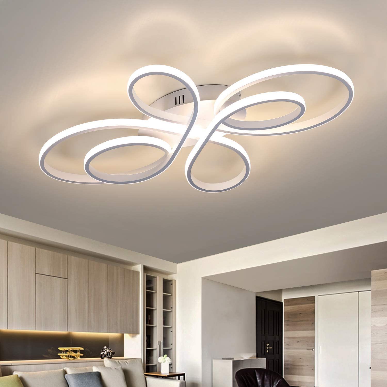 ZMH LED Deckenleuchte »LED Deckenleuchte Wohnzimmer Moderne LED Deckenlampe  Dimmbar mit Fernbedienung 65 Watt aus Metall in Schmetterlingforming Design  für Schlafzimmer«, LED fest integriert