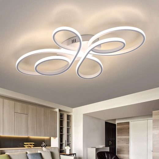 ZMH LED Deckenleuchte »LED Deckenleuchte Wohnzimmer Moderne LED Deckenlampe Dimmbar mit Fernbedienung 65 Watt aus Metall in Schmetterlingforming Design für Schlafzimmer«