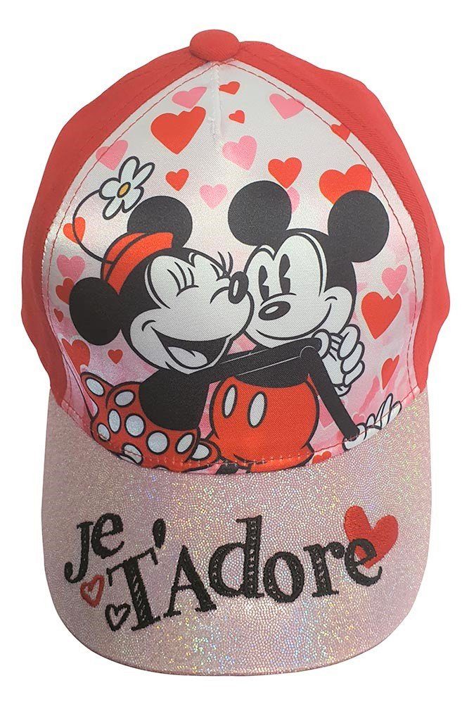 Minnie und mit Schirmmütze Mouse J Mickey Herzen Cappy Glitzer
