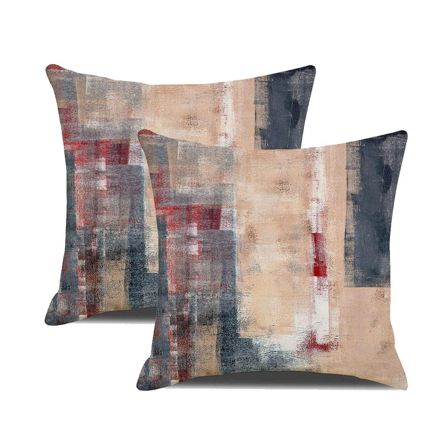 LuxusKollektion Kissenbezüge Kissenbezug 50x50cm 2er-Pack Rot Abstrakt, (2 Stück)
