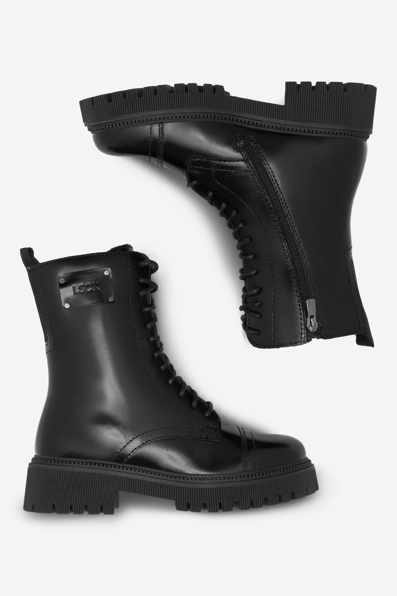 LASOCKI Lasocki Damen Stiefeletten Schwarz Leder Reißverschluss Schnürung Stiefel – Bild 4 von 5