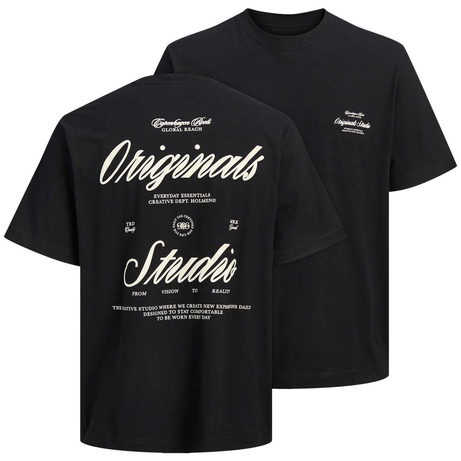 Jack & Jones Rundhalsshirt Jack&Jones T-Shirt XXL schwarz JORNORREBRO Print