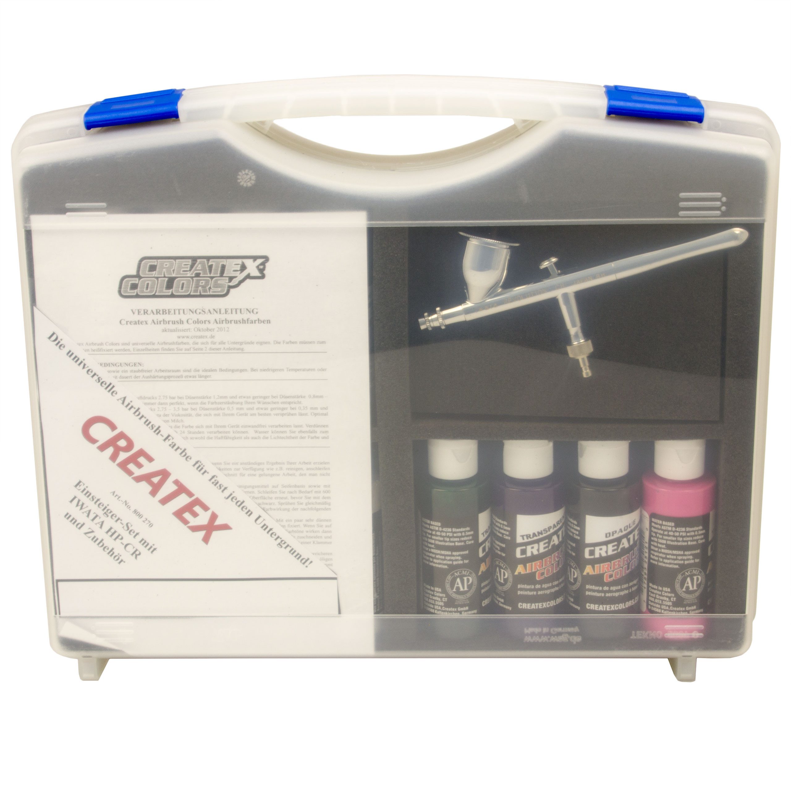 Airbrush-City Airbrushpistole IWATA Revolution HP-CR + Createx Farben Einsteigerkoffer 800 270