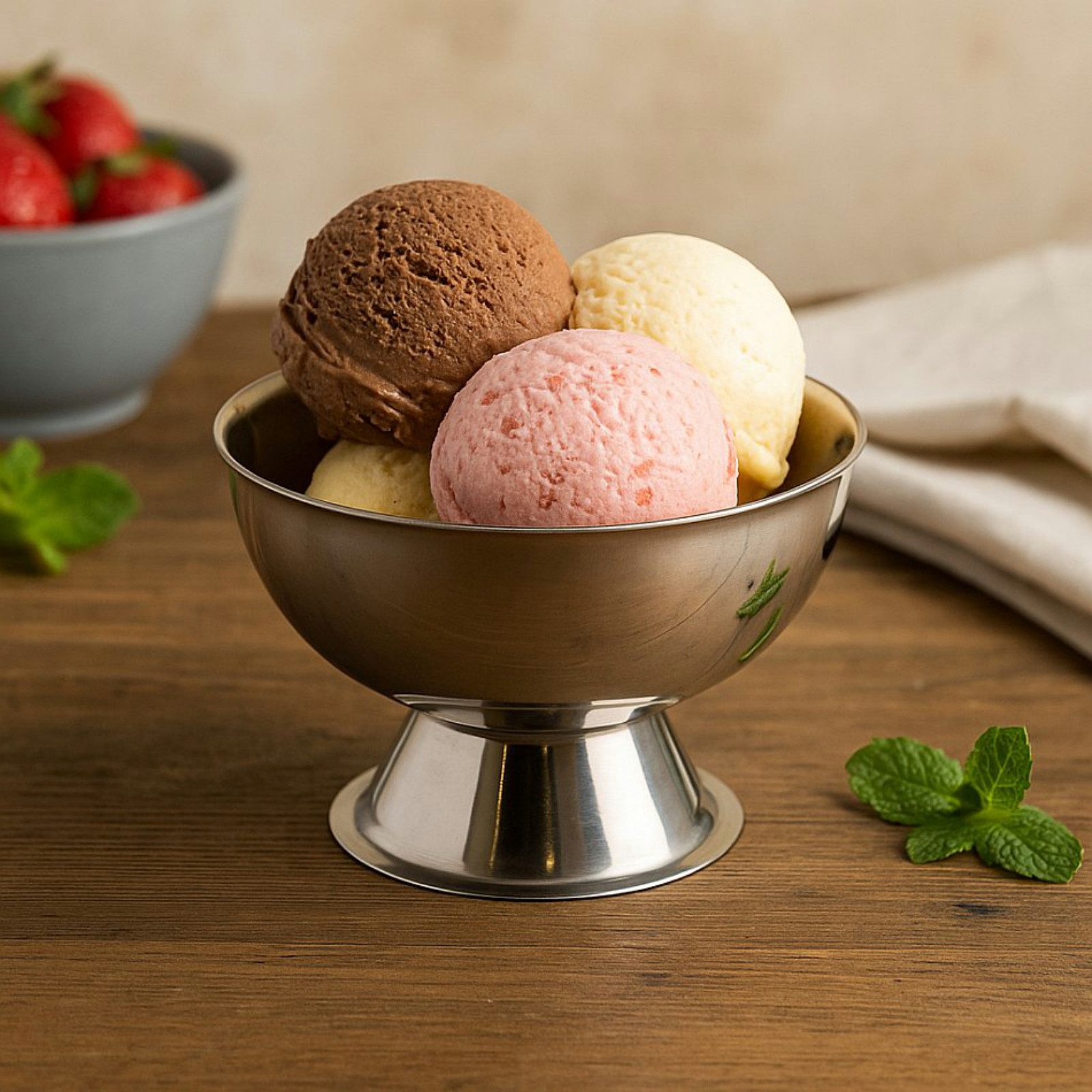 Koopman Eisschale Eisbecher klein Edelstahl 9x6 cm 4 er Set, Edelstahl, (Spar-Set, 4-tlg), Edelstahl, 170ml, Ø 9,5cm, Silberfarbend, Dessert