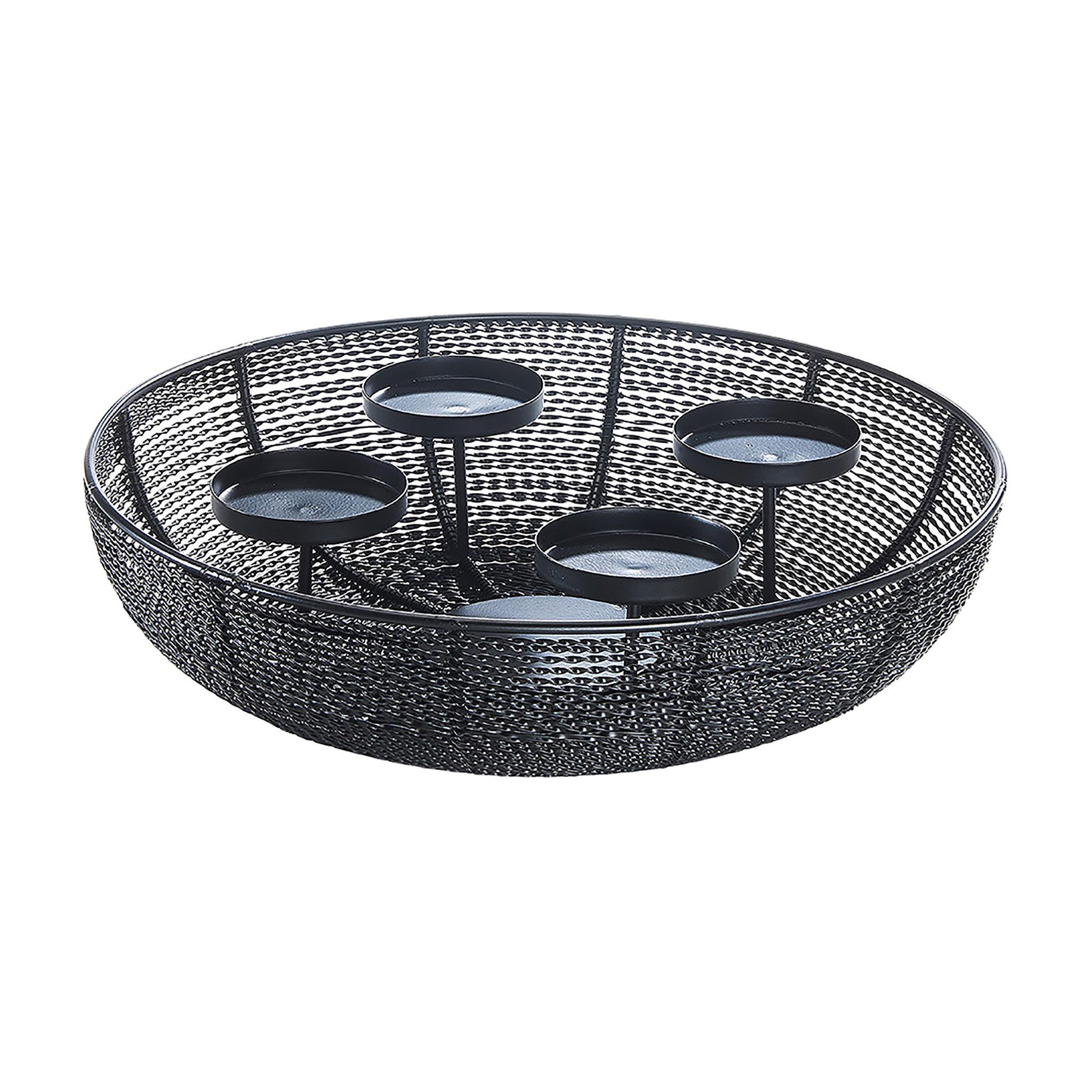 Kobolo Kerzenhalter Dekoschale Adventskranz rund aus Metall schwarz (für 4 günstig online kaufen