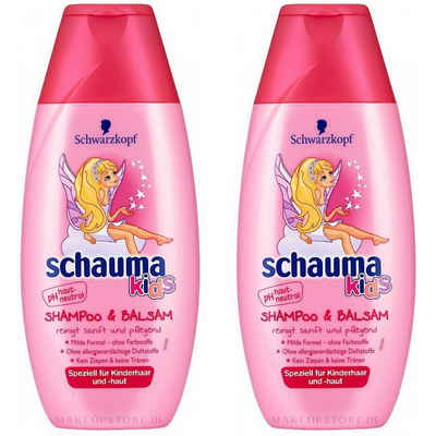 Schwarzkopf Haarshampoo 2 x Schauma Kids Shampoo + Balsam für Mädchen Vegane Formel 250ml