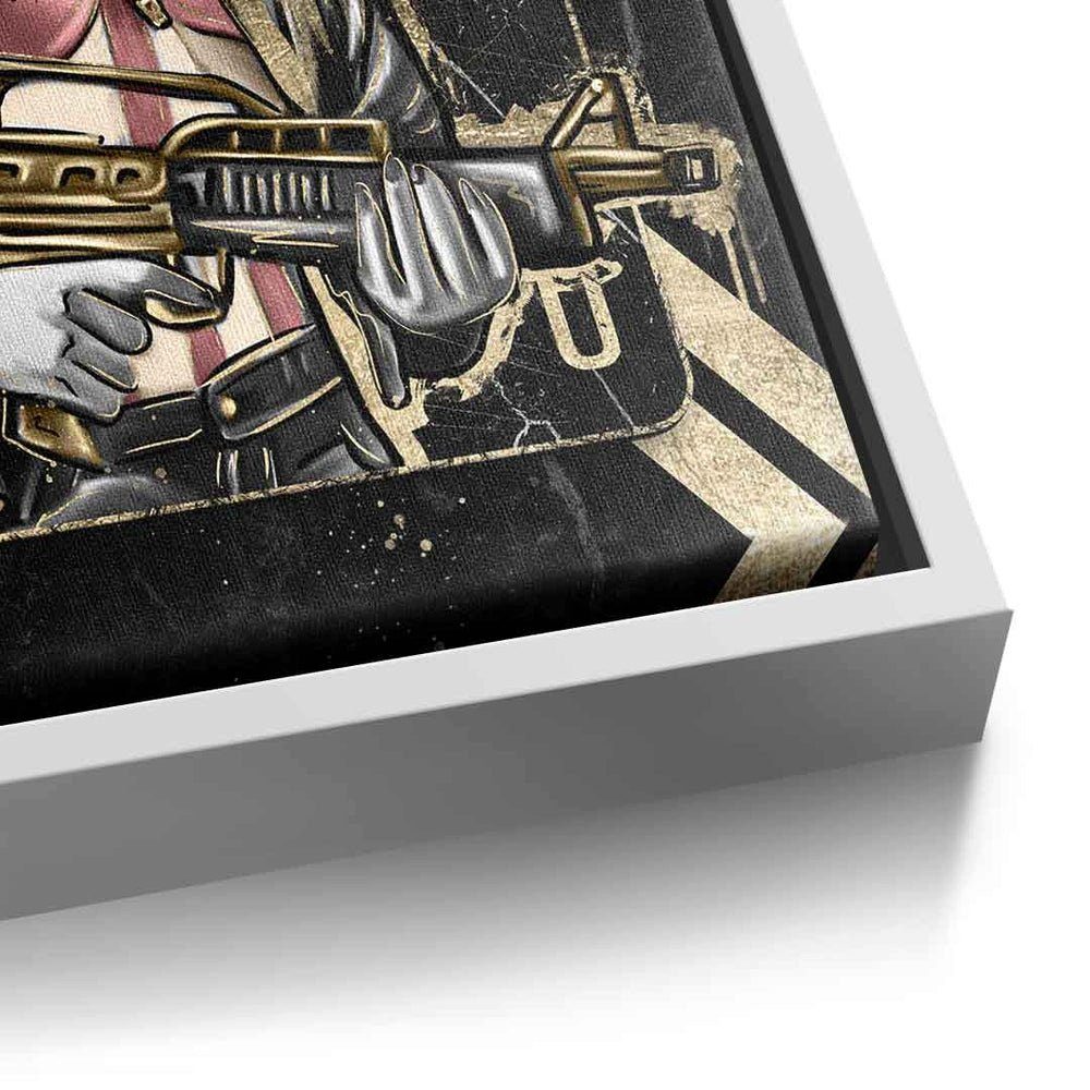 schwarz DOTCOMCANVAS® Leinwandbild, - Wandbild QUEEN Premium GANGSTER silberner Rahmen gold