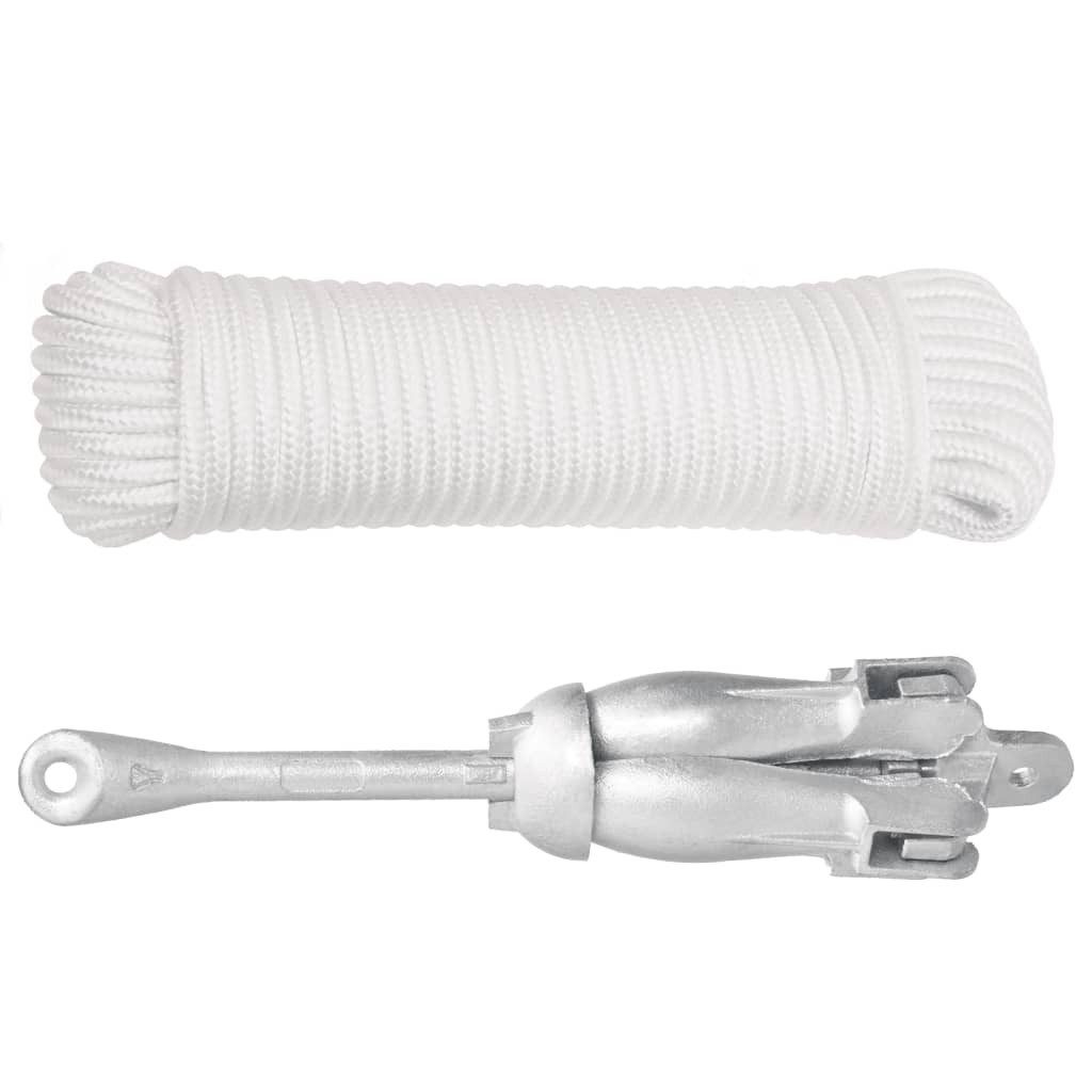 vidaXL Befestigungsanker, Klappanker mit Seil Silber 6 kg feuerverzinktes Gusseisen