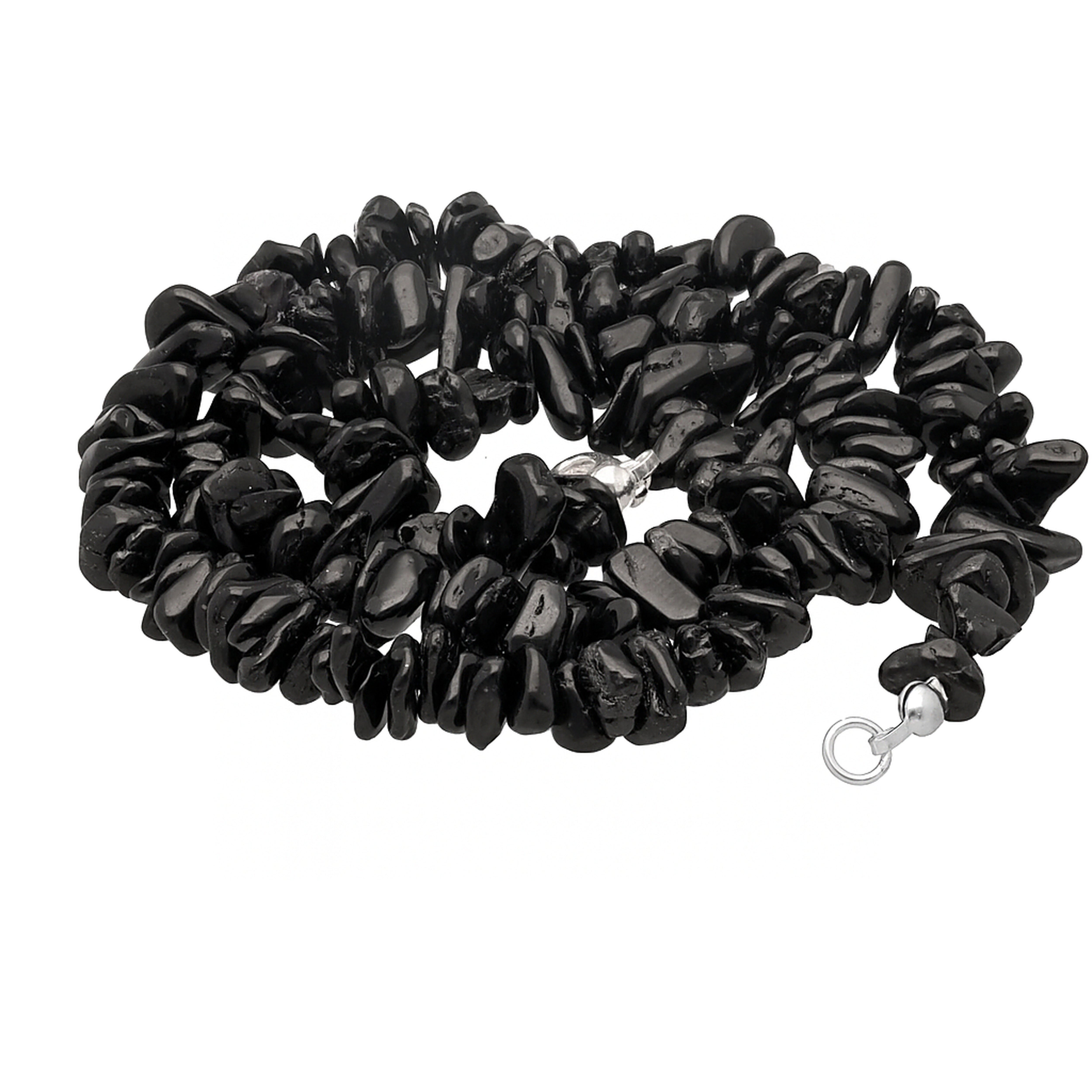 Lebensquelle Plus Kette ohne Anhänger Turmalin, schwarz (Schörl) Splitterkette, 45cm mit Verschluss