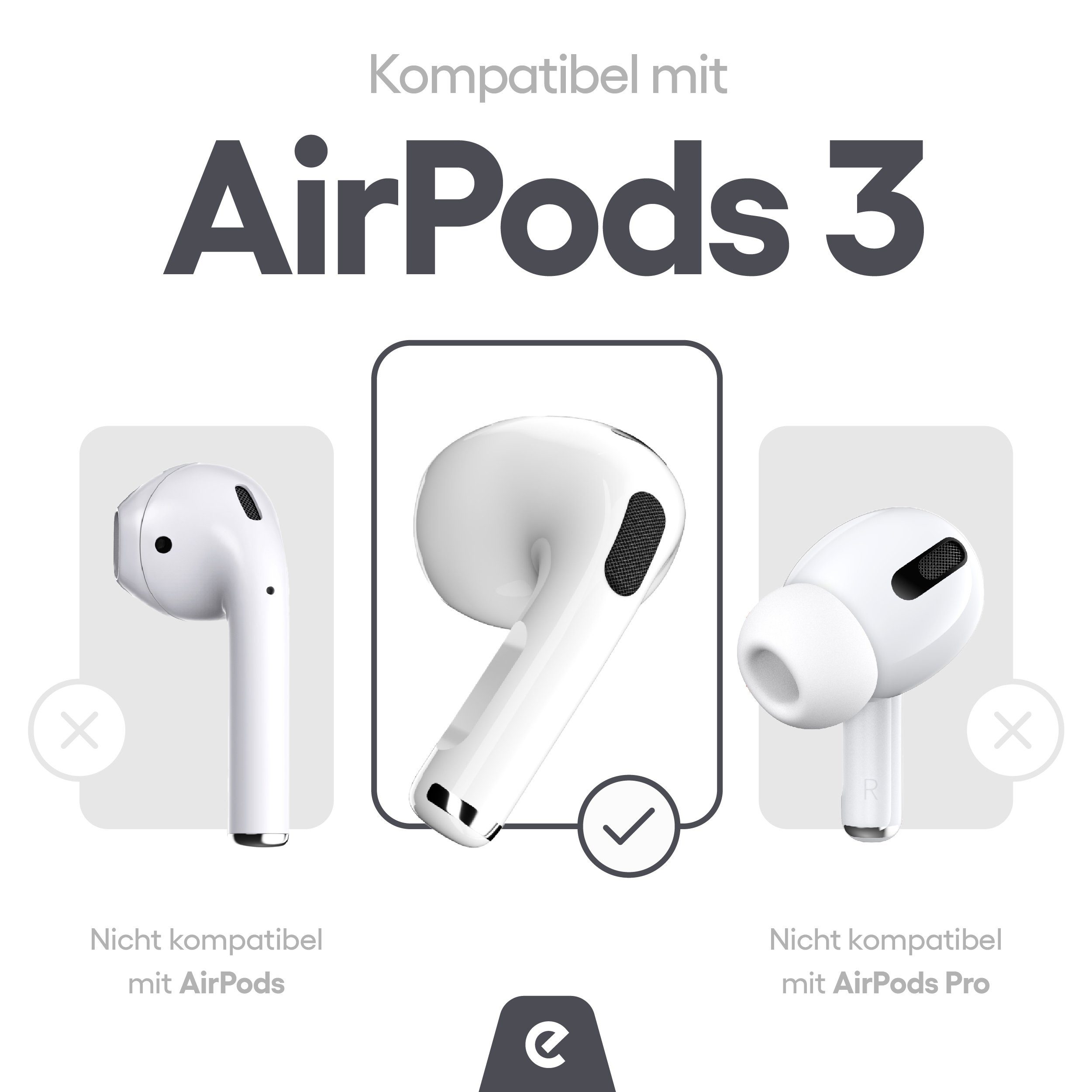 KeyBudz EarBuddyz AirPods 3 für AirPods Apple (Sicherer für weiß 3) Ohrpolster Ohrhaken Halt