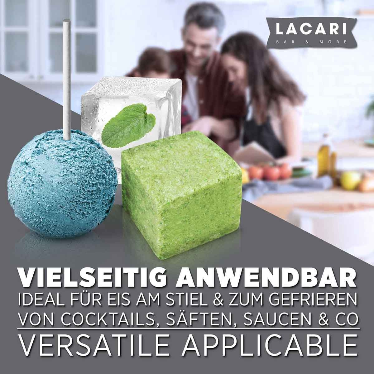 LACARI Eiswürfelform Silikon groß Ice Cube XXL 6 x Rund & 6 x Eckig, (2-tlg) – Bild 5 von 5