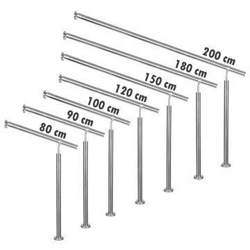 V2Aox Treppengeländer Edelstahl Treppengeländer Handlauf Geländer Aufmontage 80 - 200 cm, 80 cm Länge