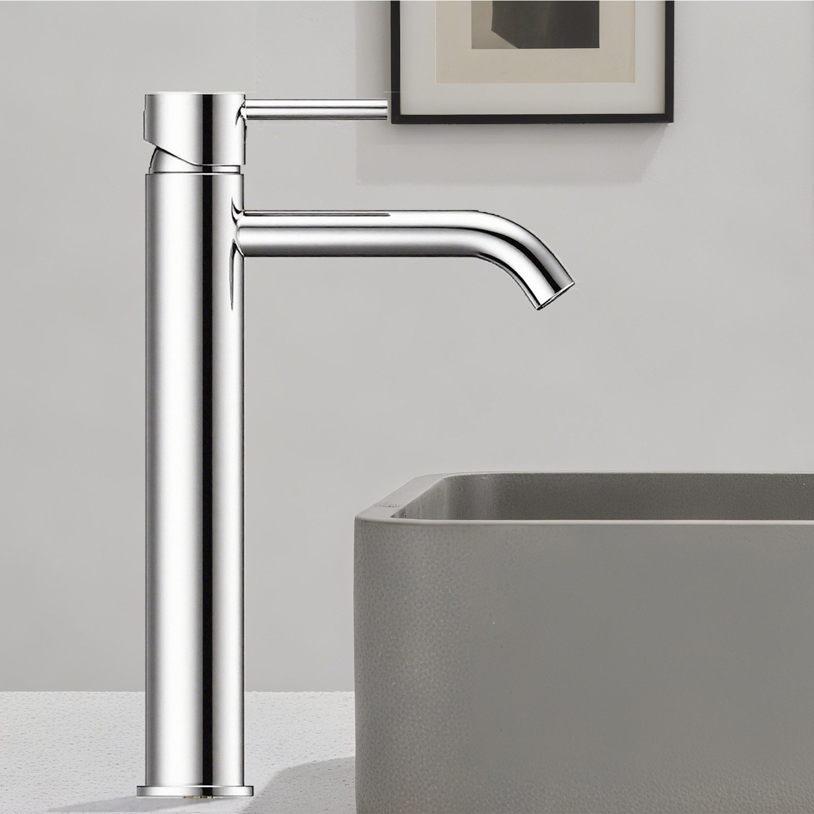 AICA Waschtischarmatur Wasserhahn Bad, Hoch Waschtischarmatur in Spotresist günstig online kaufen