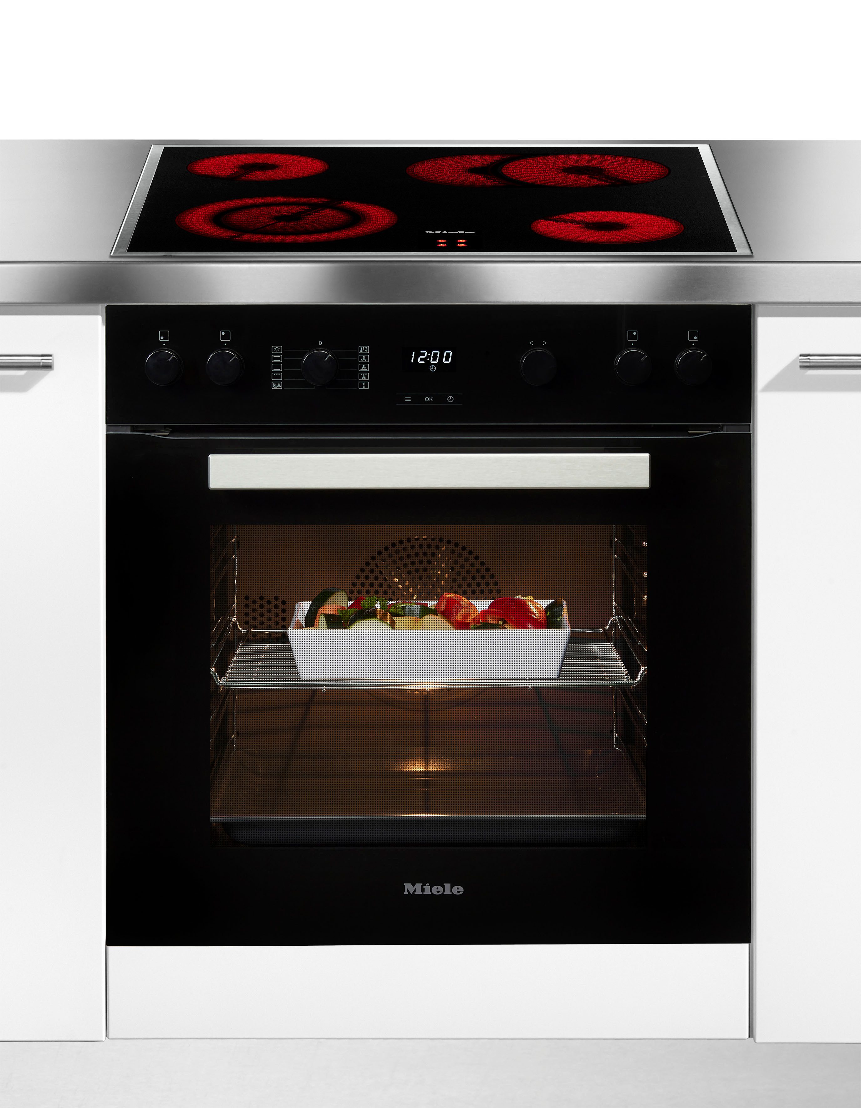 Miele Elektro-Herd-Set H2455E OBSW mit KM 6003 LPT, Herd-Set - Kombination aus Herd und flexibel nutzbarem Kochfeld