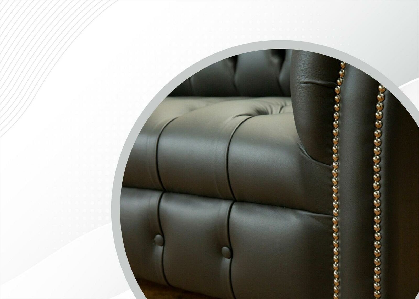 JVmoebel Chesterfield-Sofa, xxl Sitzer big 4 Leder Chesterfield Modern Design Möbel Sofa Dunkelgrau Couchen