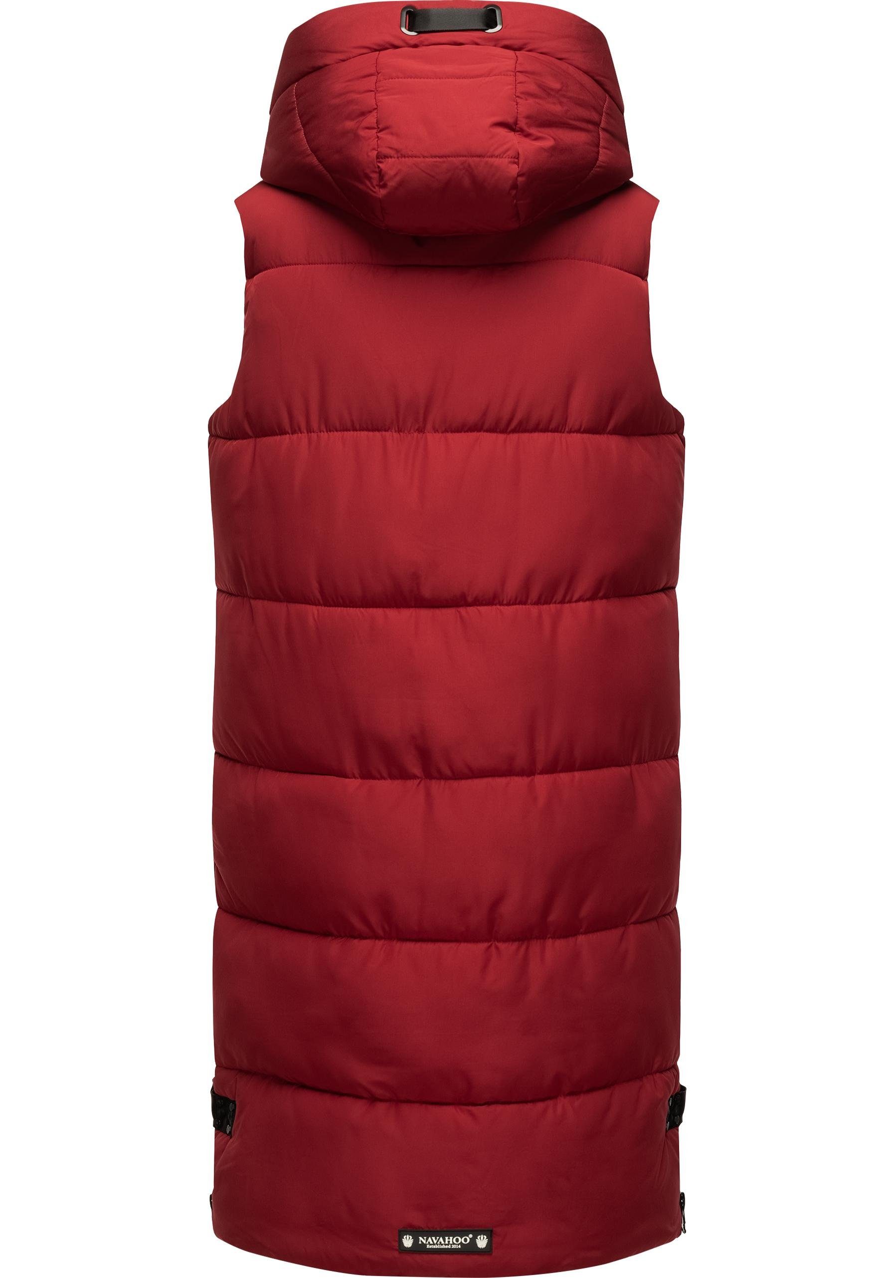 Navahoo Steppweste Schnuffelchen (1-tlg) warme Damen Outdoor-Weste lang mit Kapuze