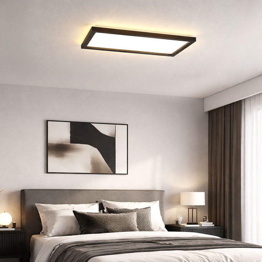 Briloner Leuchten LED Deckenleuchte, LED-Leuchtmittel fest verbaut, Warmweiß, Deckenpanel Deckenleuchte LED schwarz opal Backlight Wohnzimmerlampe