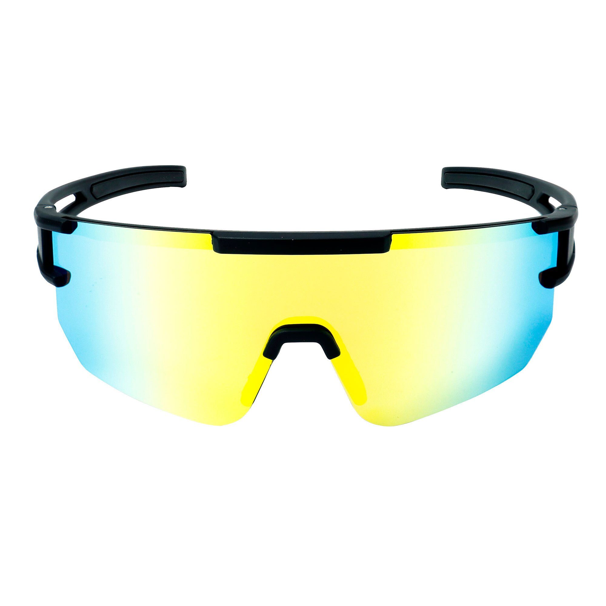 YEAZ Sportbrille SUNSPARK Sport-Sonnenbrille Black/Golden Green, Guter Schutz bei optimierter Sicht