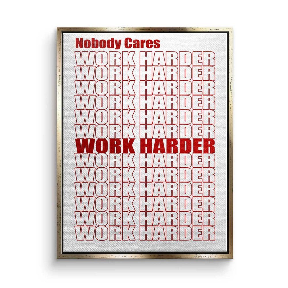 - Motivtionszitat - Mindset - Work DOTCOMCANVAS® Red Leinwandbild Harder Rahmen silberner Leinwandbild, Premium