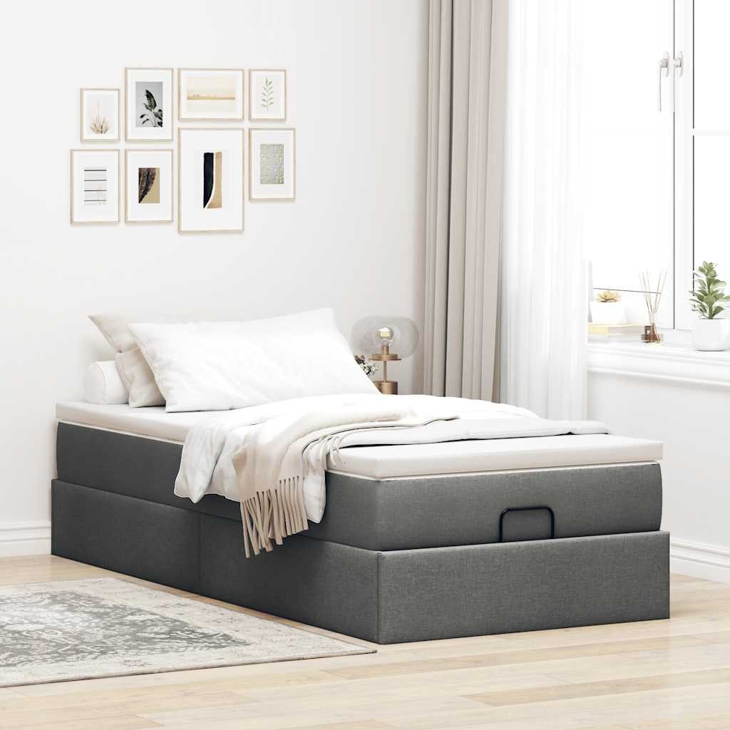 vidaXL Bett Ottoman-Bett mit Matratze Dunkelgrau günstig online kaufen