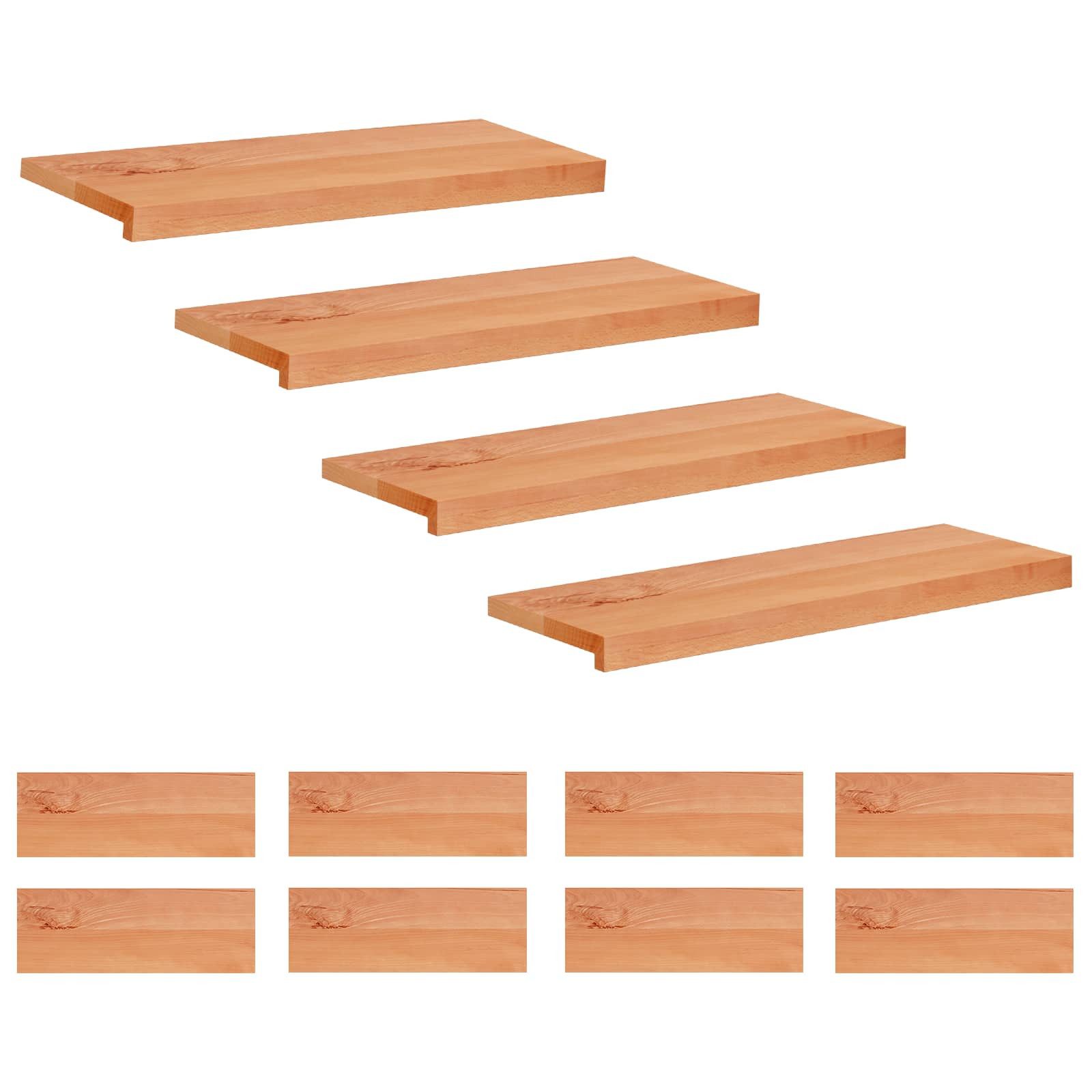 vidaXL Stufenmatte Treppenstufen 12 stk. 70 x 25 x 2 cm Lack Massivholz Buche, Höhe: 2 mm
