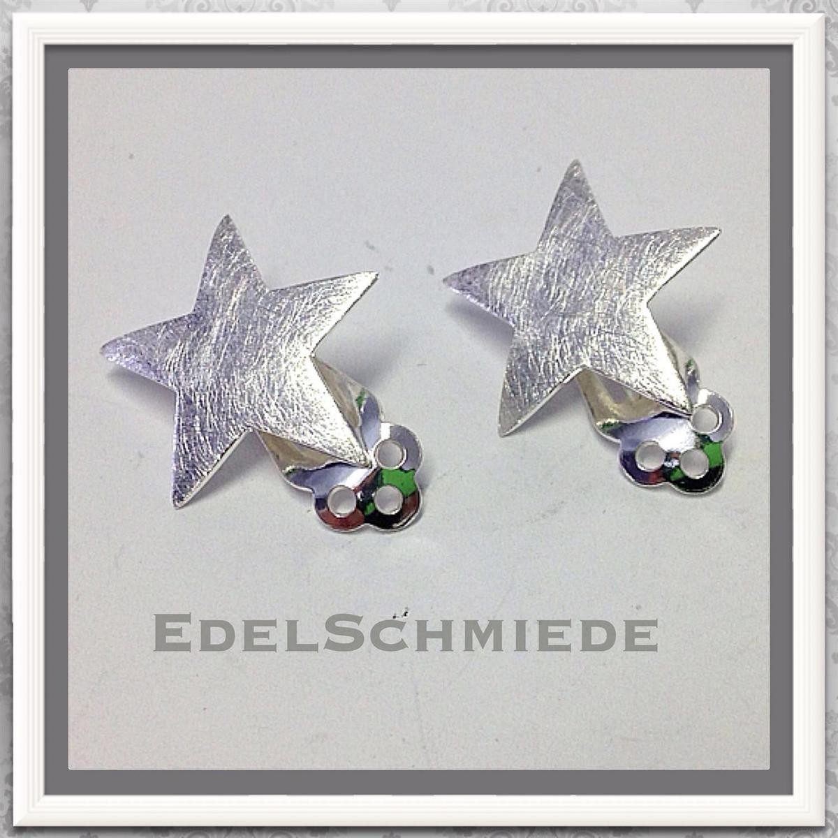 Edelschmiede925 Ohrclip-Set Ohrclips 925 Silber großer Stern eismatt