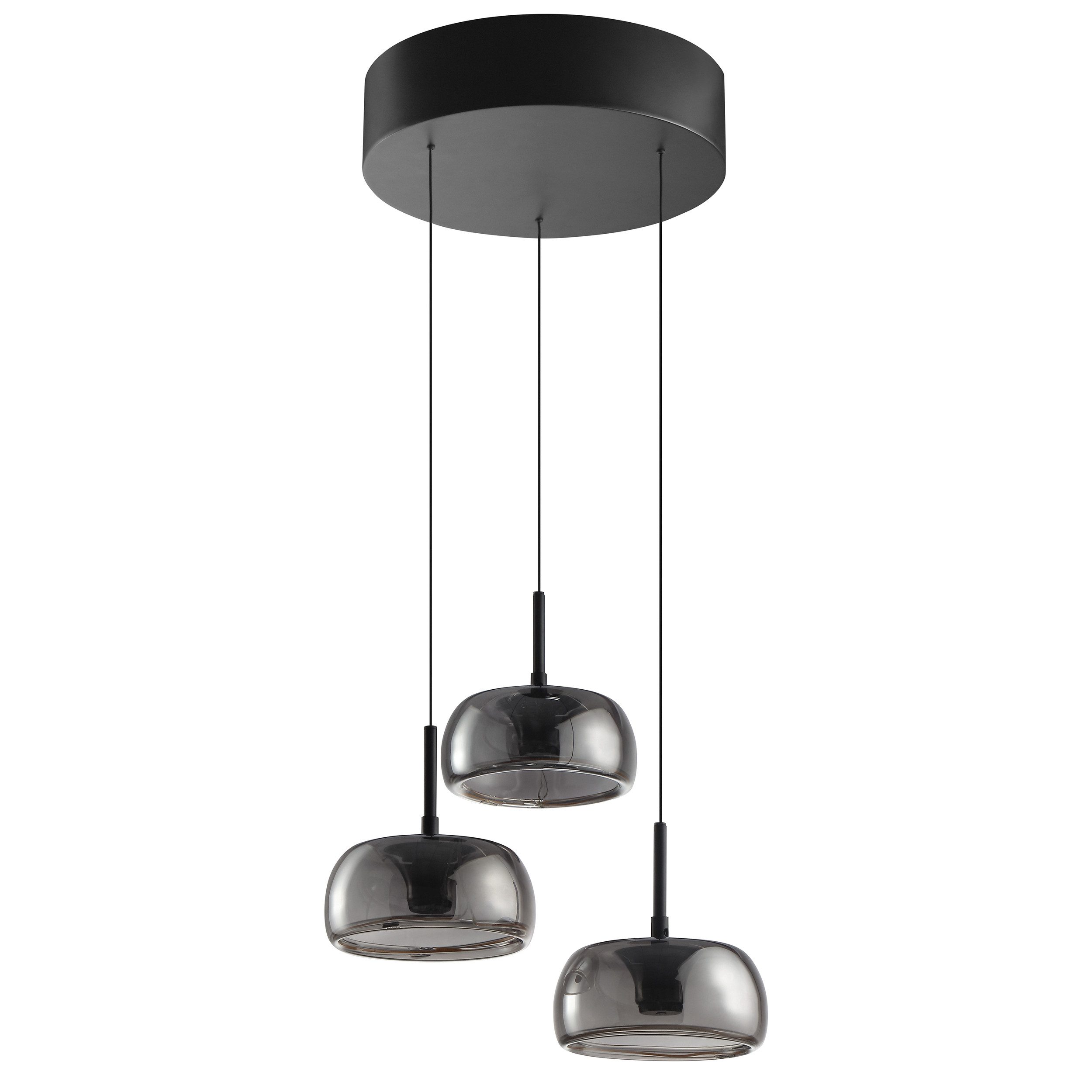 lumiCouture LED Pendelleuchte Phantom, Memoryfunktion, mehrere Helligkeitsstufen, LED fest integriert, Warmweiß, H. 150 cm, 2700 K, schwebende Optik, Rauchglas, schwarz