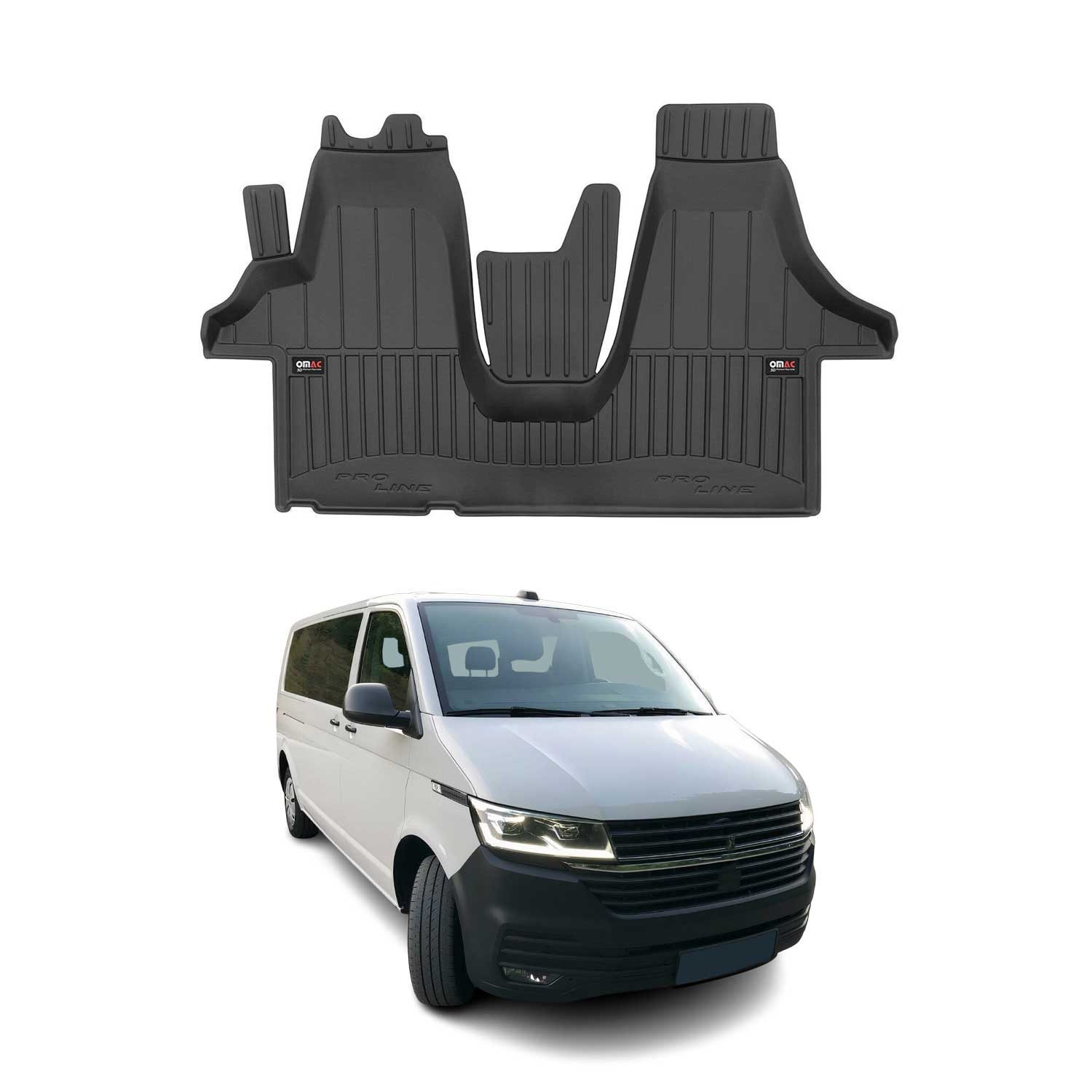 OMAC Auto-Fußmatten für VW T6 T6.1 Transporter 2015-2024 Premium 3D TPE (1 St), für VW T6 T6.1 Transporter 2015-2024 VW T6 T6.1 Transporter 2015-2024, Antirutsch,Wasserfest,Einfache Installation