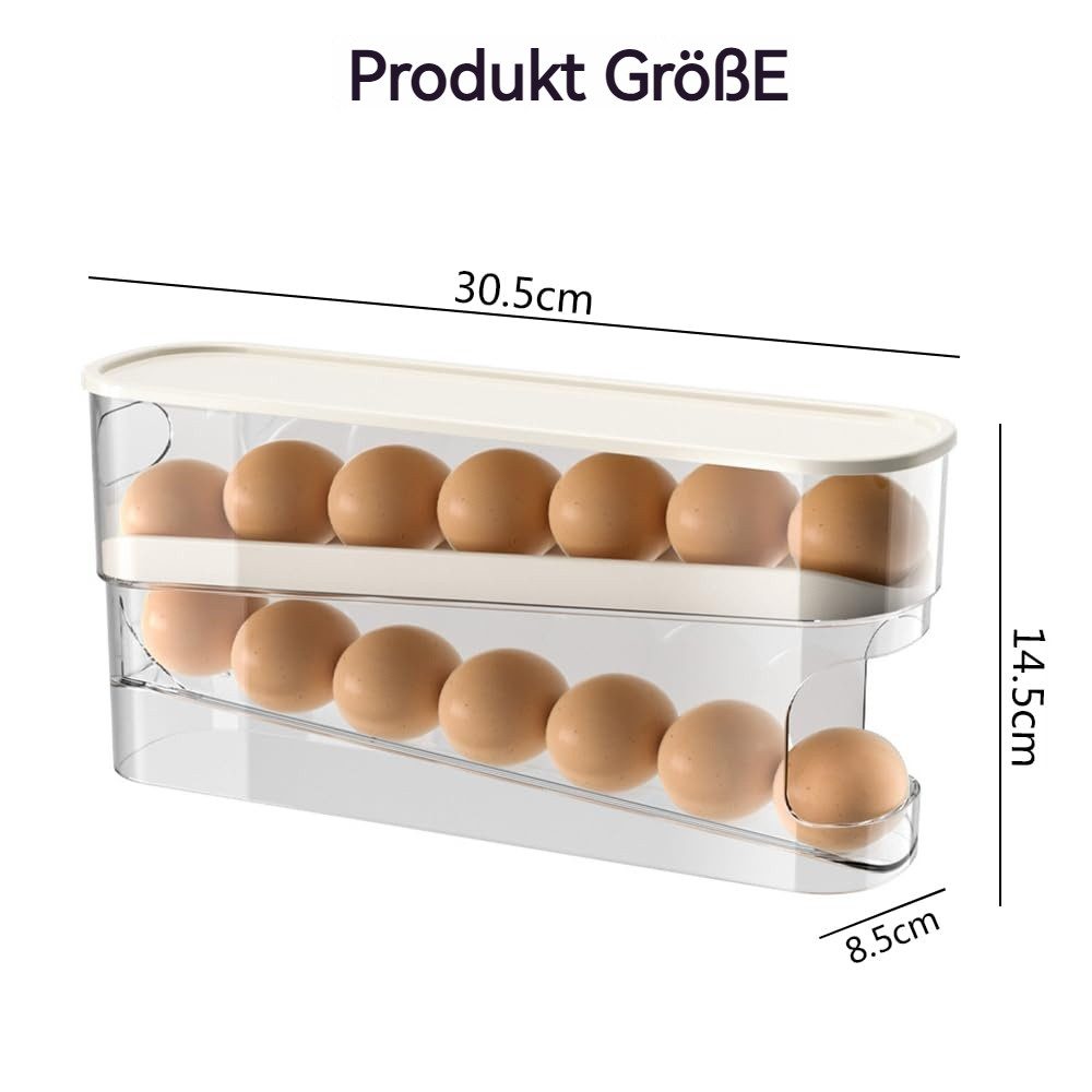 BlingBin Eierkorb Eierhalter Kühlschrank, 2 Schichten Automatisch Rollender Eierbehälter, PET, Polypropylen, (1er Set, 1-tlg., Schiebe-Eier-Aufbewahrungsbox), Küchen Organizer für Eier, Eier Aufbewahrungsbehälter