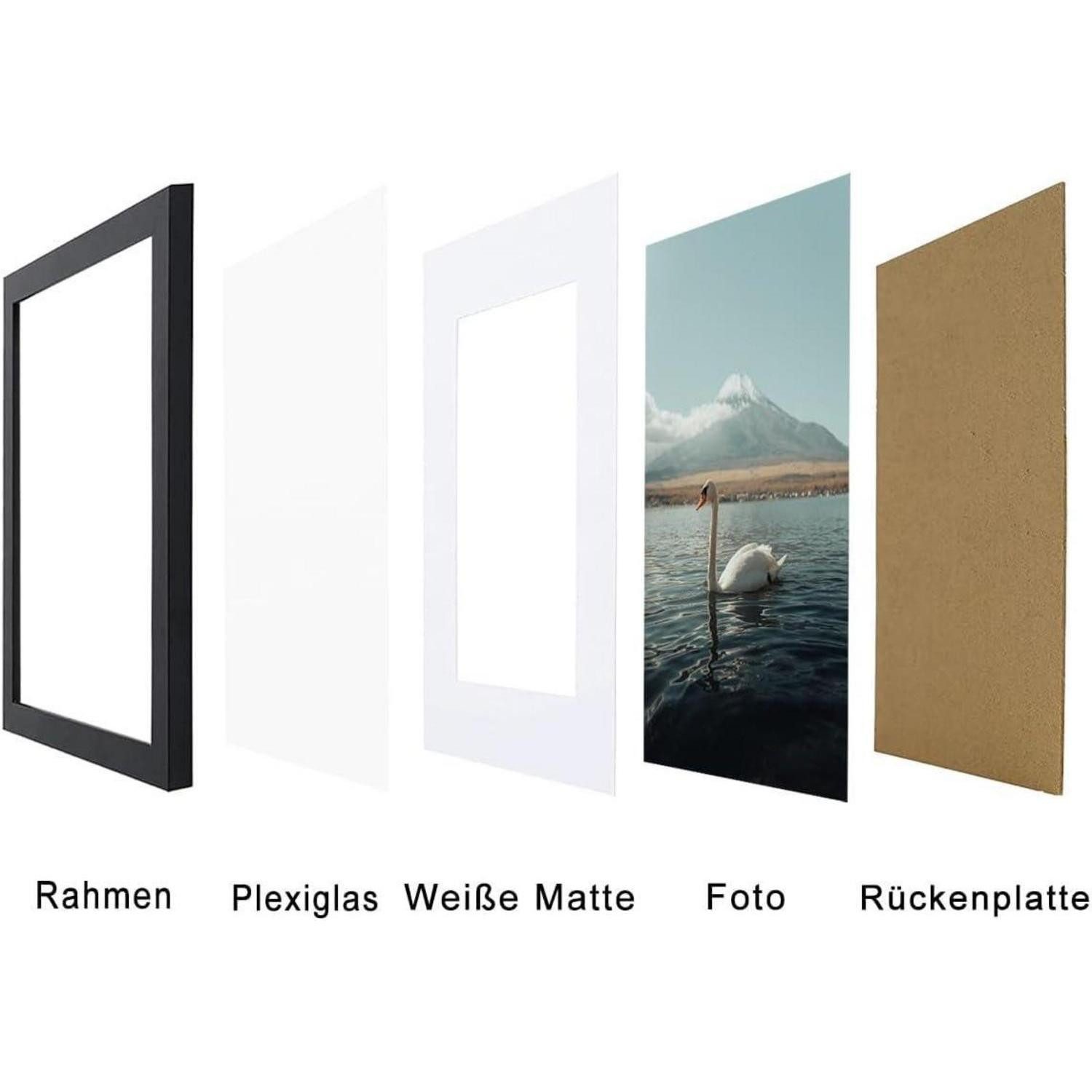 LuxusKollektion Einzelrahmen RUN HELIX Bilderrahmen A3 aus Holz für A3/A4 Druck Schwarz