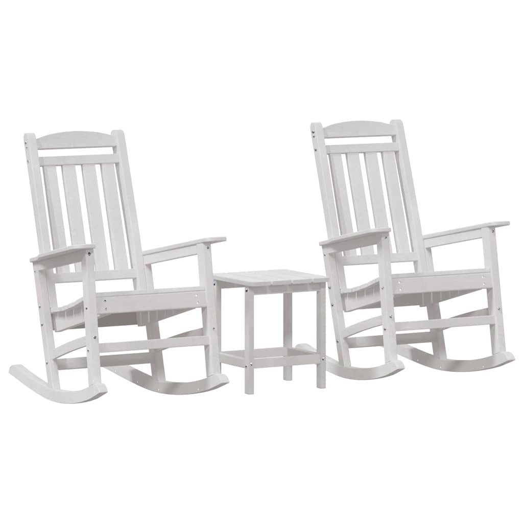 vidaXL Gartenstuhl Schaukelstuhl 3 stk. Weiß Polyethylen (3 St)